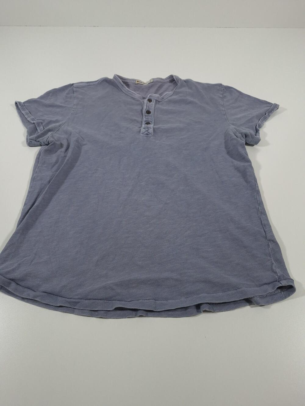 Marine Layer Henley Shirt Men's Medium Blue Short Sleeve Tee Lightweight Casual
